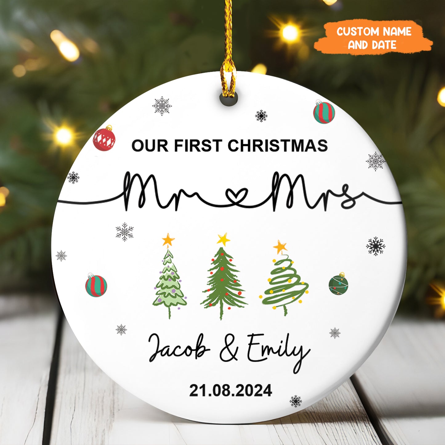 Petthouse | Personalized Our First Christmas As Mr & Mrs Ornament, First Married Xmas Ornament 2025