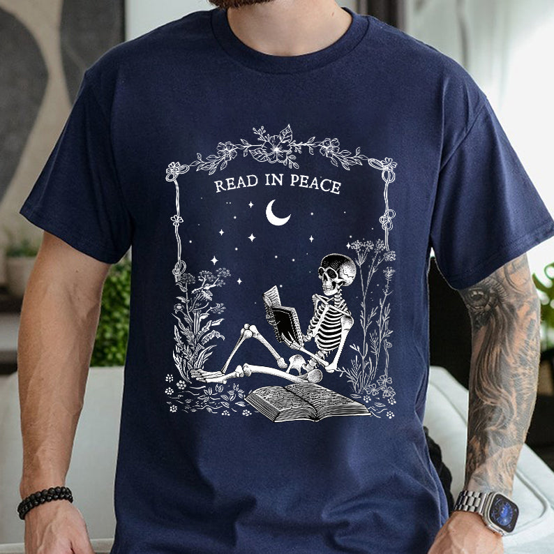 Petthouse | Read In Peace Shirt, Skeleton Reading Book Shirt, Skeleton Reading Book Lovers, Skeleton