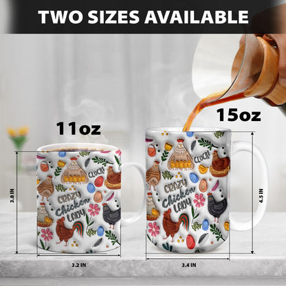 Petthouse | Crazy Chicken Lady Mug, Chicken Lady 3d Inflated Print Mug, Chicken Farm Mug, Chicken Lover