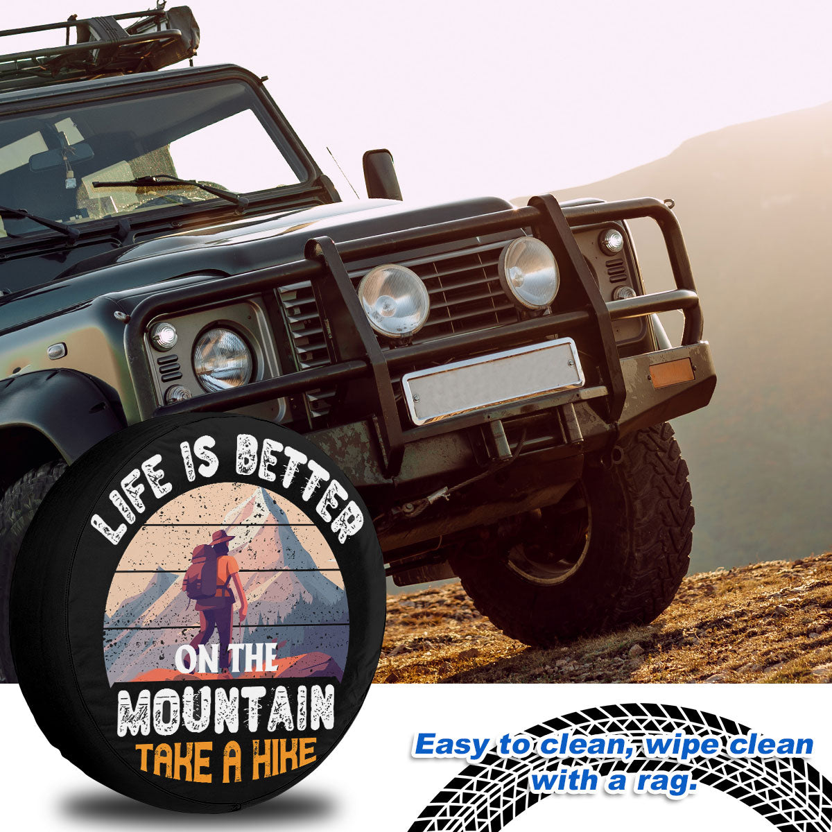 Petthouse | Hike Mountain Adventure Spare Tire Cover Love Hiking Tire Protector Truck Cover Hikers Gift Truck