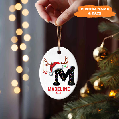 Petthouse | Personalized Letter Name Ornament Family Christmas Ornament, Monogram Alphabet Xmas Ornament