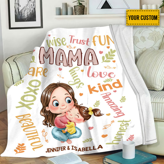 Petthouse | Personalized Mama And Daughter Fleece Blanket, Trust In Mom Throw Blanket, Best Mother's Day Cozy Blanket