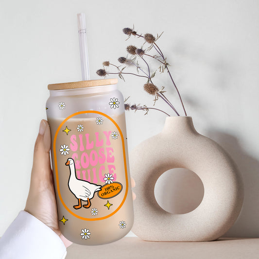 Petthouse | Silly Goose Juice Glass Can, Funny Silly Goose Iced Coffee Cup, Silly Goose Juice