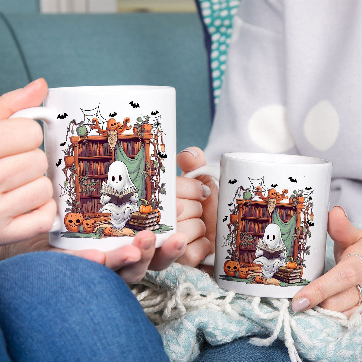 Petthouse | Ghost Book 3d Inflated Effect Mug, Ghostly Bookish Mugs, Book Lover Mugs, Spooky Gifts