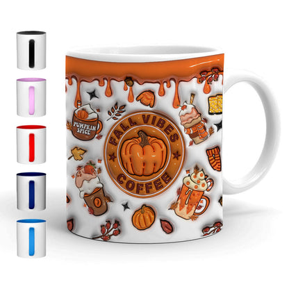 Petthouse | Fall Vibes Coffee 3d Inflated Mug, Fall Vibes Ceramic Mug, Puffy Fall Mug, Autumn Fall Coffee