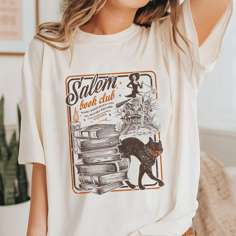 Petthouse | Salem Book Club Shirt, Bookish Halloween Shirt, Salem Witches Spooky Season Ghost Skeleton