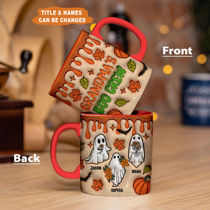 Petthouse | Personalized Gift For Grandma's Boo Crew 3d Inflated Mug, Ghost Boo Crew Halloween Family Mug