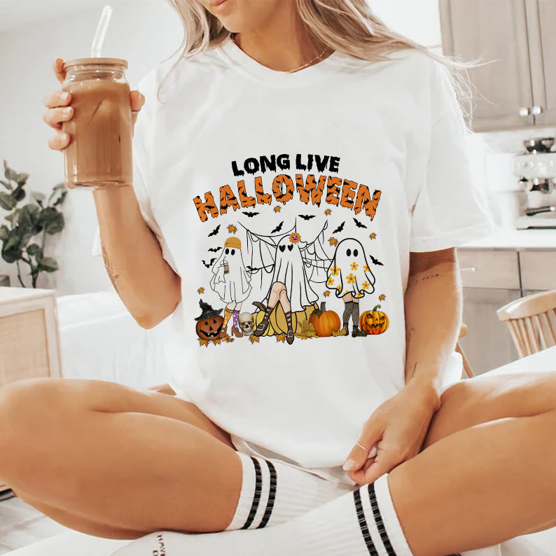 Petthouse | Long Live Halloween Vintage Women Shirt, Spooky Season Tshirt, Cute Ghost Thick Thighs