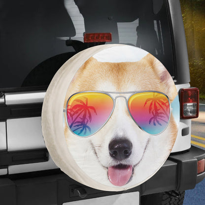 Petthouse | Corgi Hello Summer Beach Wheel Cover Waterproof Spare Tire Cover Wheel Cover Dog