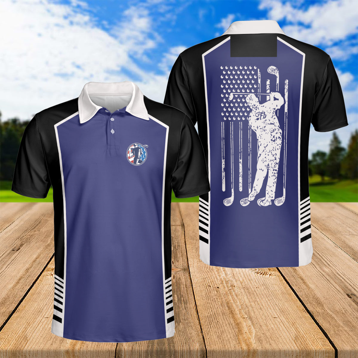 Petthouse | Golf Man Polo Style Shirt American Flag Golf Polo Shirt Golf Player Sports Shirt American Golfer Gift