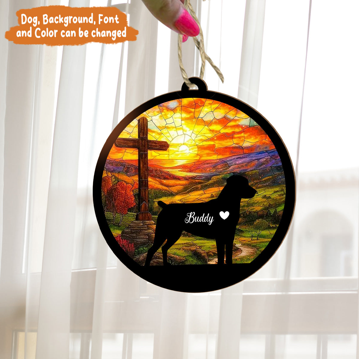 Petthouse | Personalized Dog Memorial Suncatcher, Dog Angel Suncatcher, Dog Memorial Ornament Gift