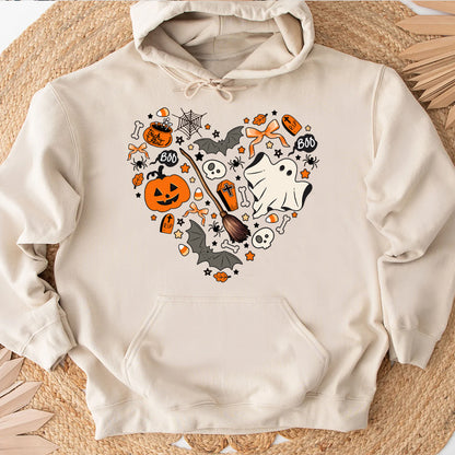 Petthouse | Cute Halloween Tshirt, Halloween Doodles Hearth Shirt Gift For Halloween Moms Shirt