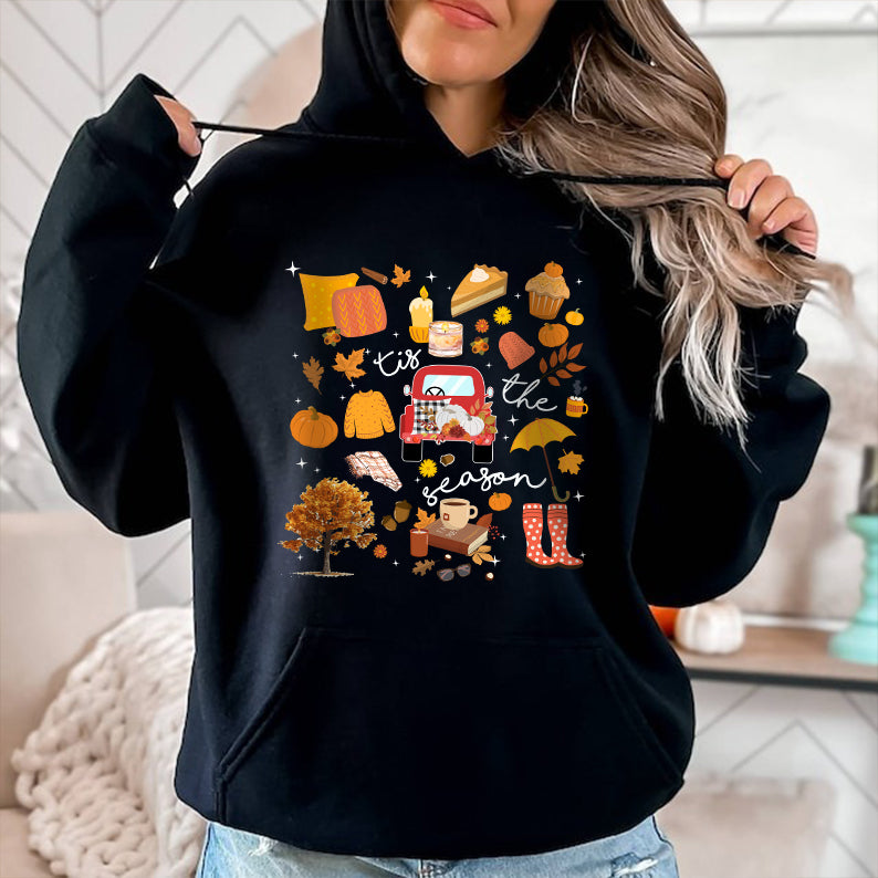 Petthouse | Fall Tis The Season Shirt, Fall Vintage Halloween Doodles T-shirt, Halloween Things Shirt