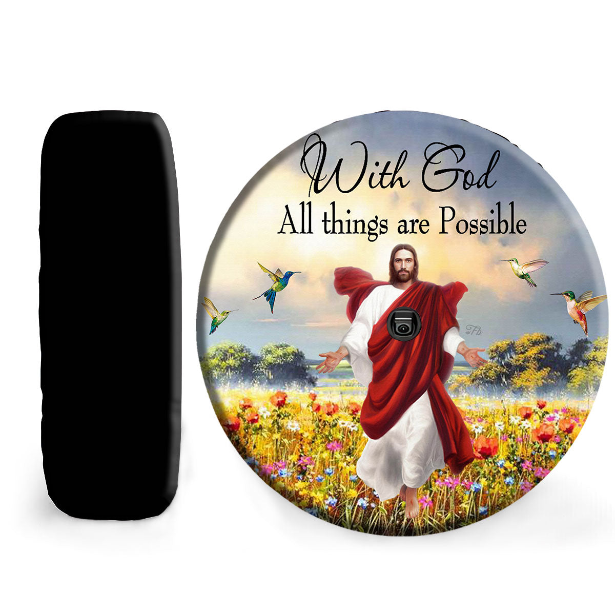 Petthouse | Jesus God Wheel Tire Covers Hummingbird Beautiful Landscape With God All Things Spare Tire Cover