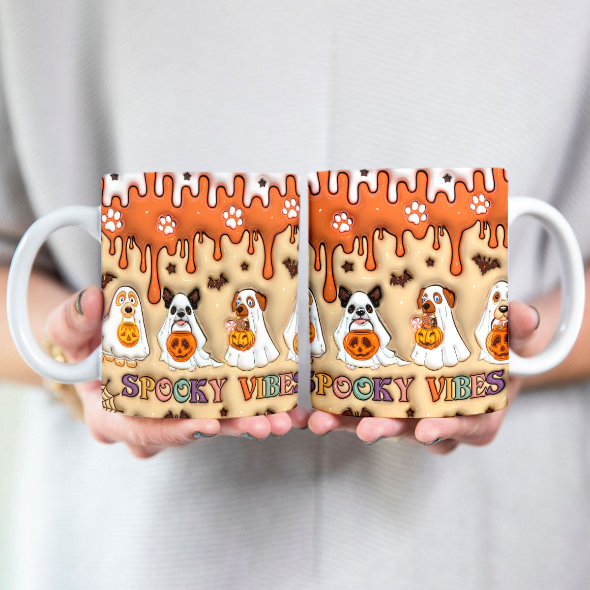 Petthouse | Spooky Dog 3d Inflated Mug, Halloween Dog Mug, 3d Mug Halloween, Halloween Pattern, Spooky Mug Fall Season