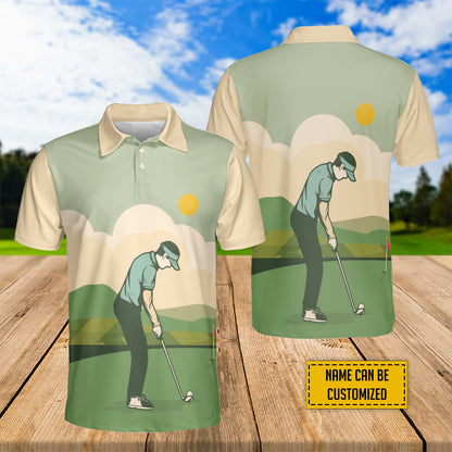 Petthouse | Customized Vintage Golfer Man In Field Polo Shirt Summer Sports Golfing Lover Men Polo Dad Gift