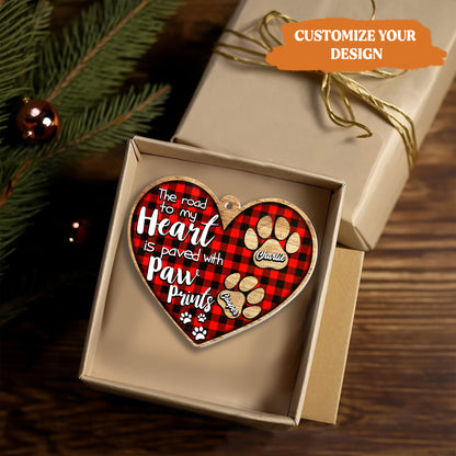 Petthouse | Personalized Dog Ornament, The Road To My Heart Is Paved With Paw Prints, Gift For Dog Lover