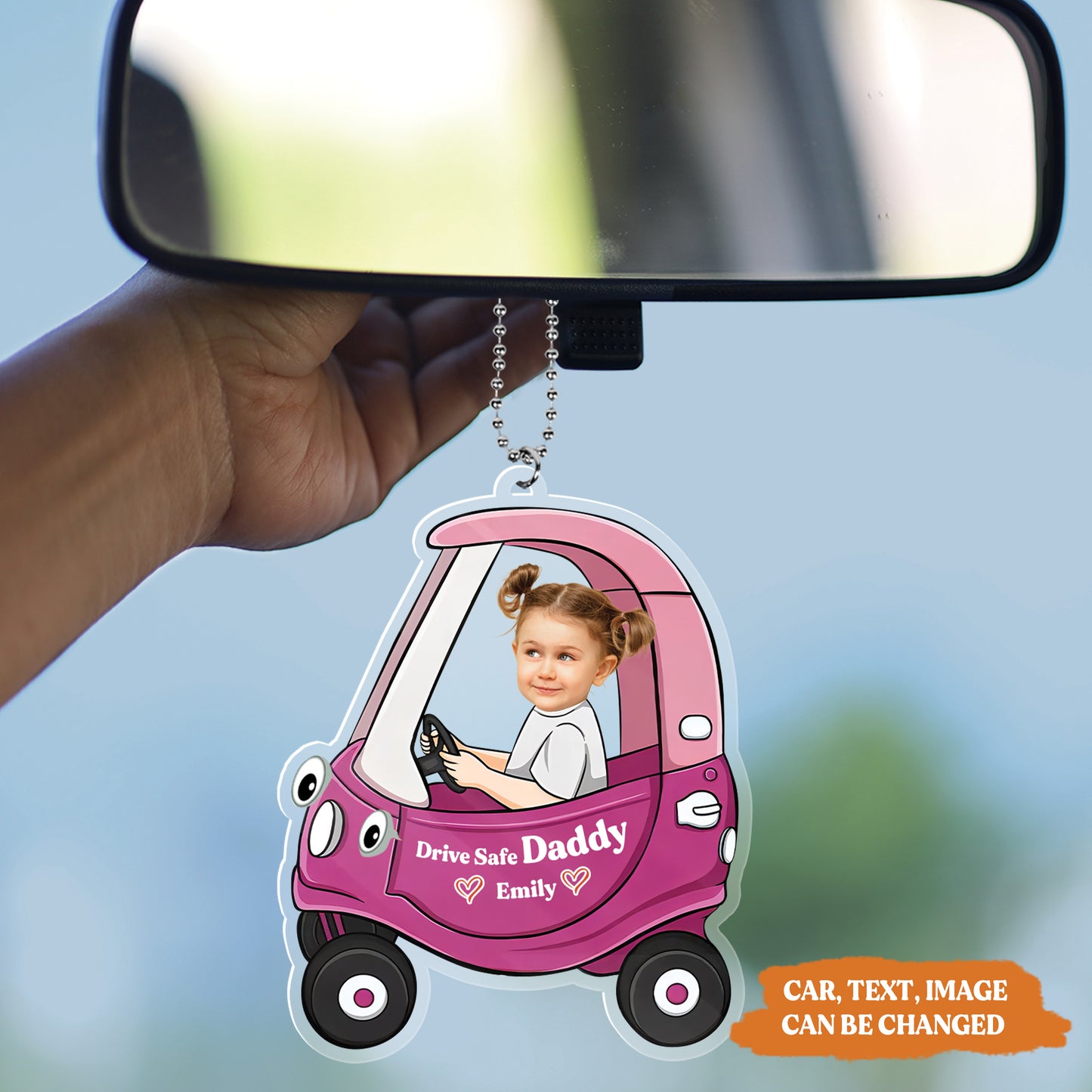 Petthouse | Personalized Acrylic Car Hanger, Drive Safe Daddy Ornament, Fathers Day Gift For Daddy