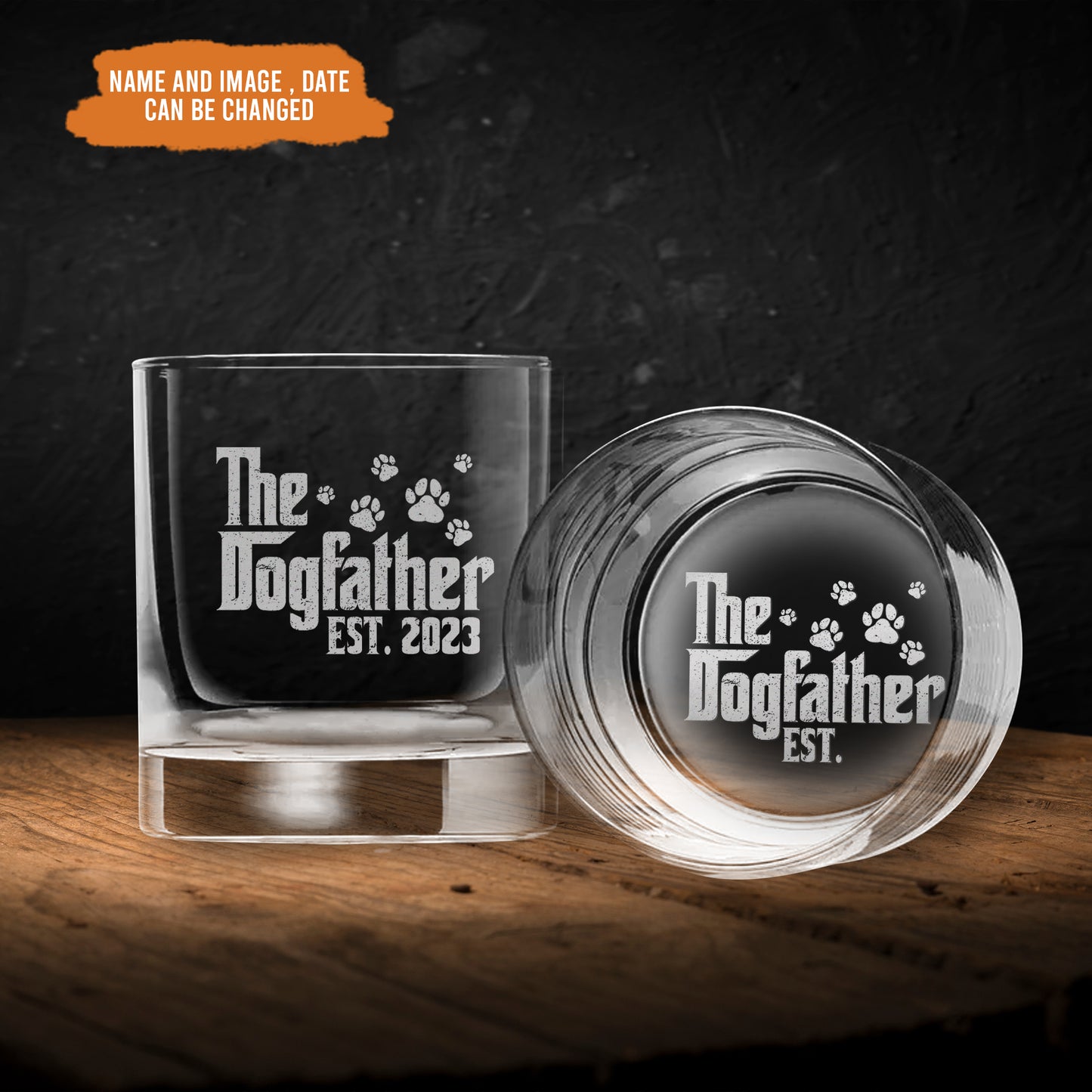 Petthouse | Personalized The Dogfather Whiskey Glass, Dog Photo Rock Glass Gift For Dog Lovers