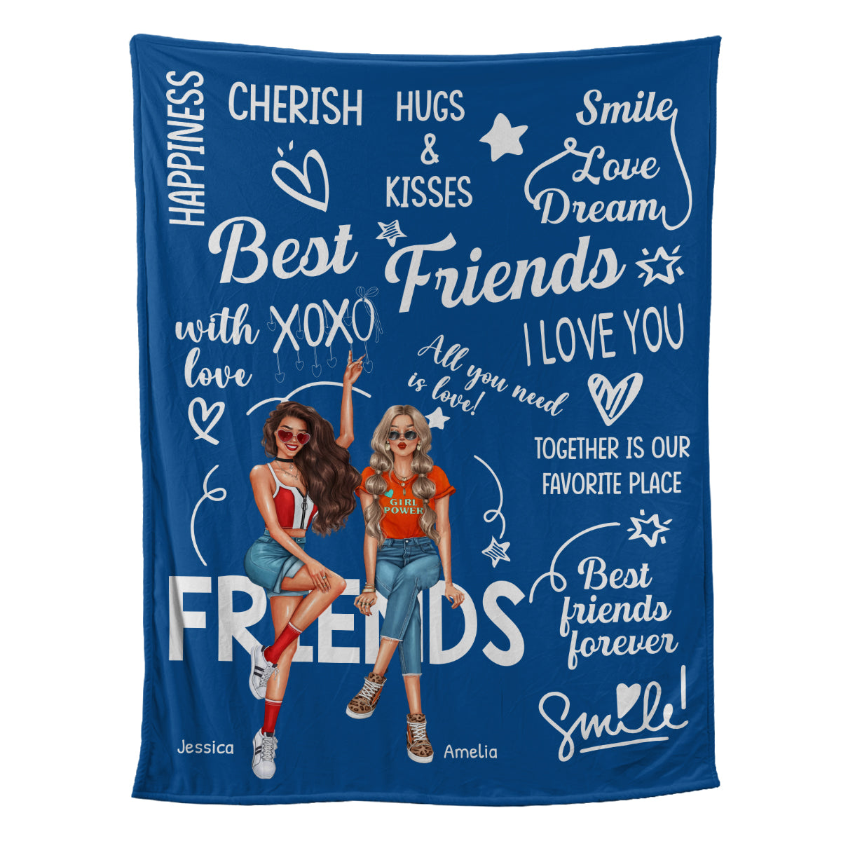 Petthouse | Personalized Cherish Hugs Kisses Fleece Blanket, To My Bestie Sherpa Blanket, Gifts For Best Friend