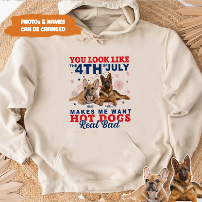 Petthouse | Custom Dog You Look Like The 4th Of July Want Hot Dogs Red Bad Dog Shirt, Independence Day