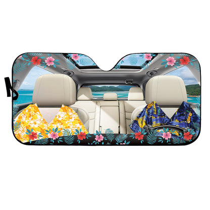 Petthouse | English Bulldog Hawaii Summer Car Sunshade Windshield Custom Photo Sunshade For Car Dog Sunshade