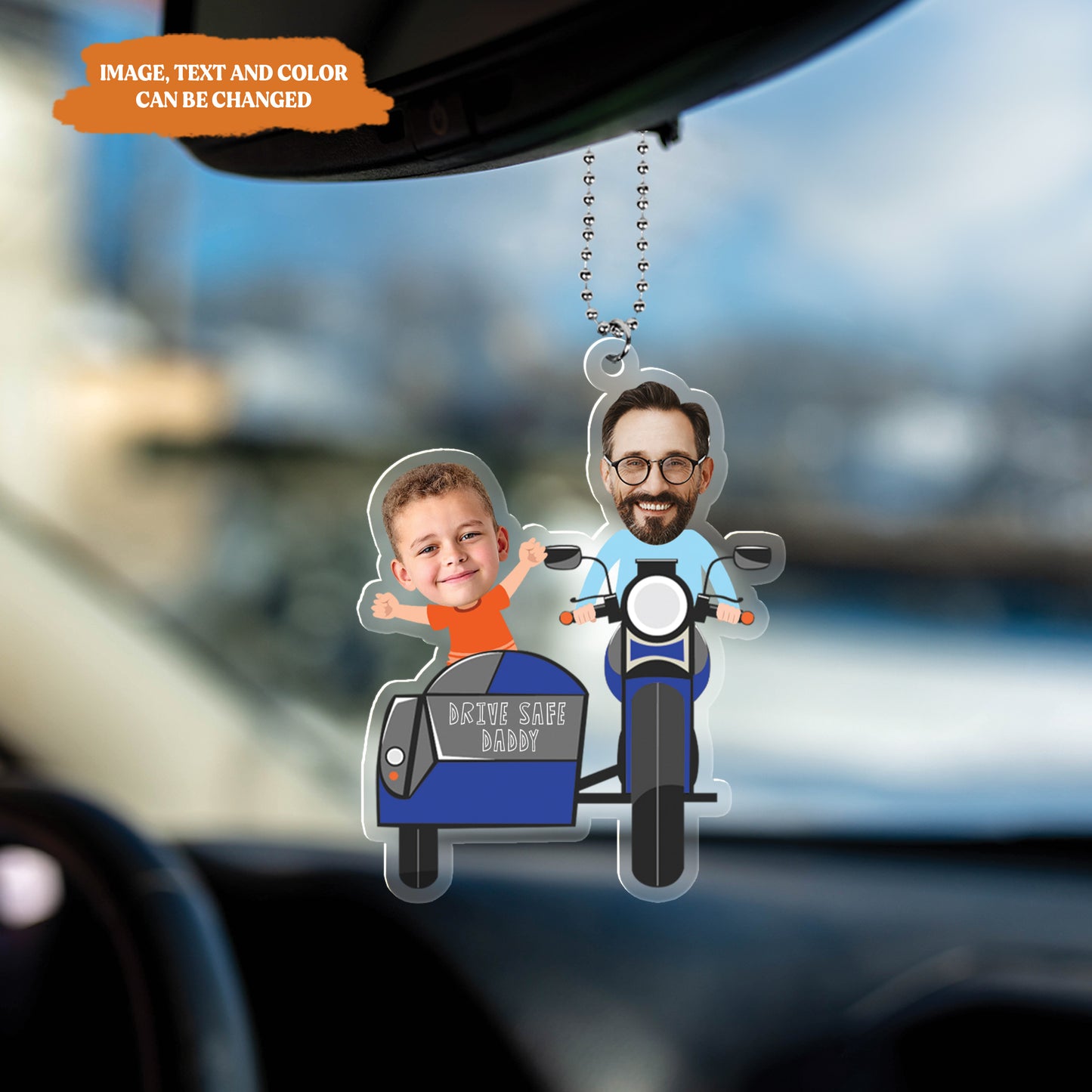 Petthouse | Custom Photo Dad And Kid On The Ride Car Hanger, Daddy Drive Safe Ornament, Dad Father