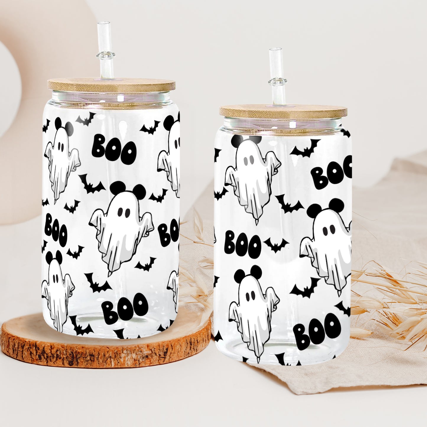 Petthouse | Ghost Boo Halloween Glass Can Wrap, Halloween Libbey Glass Can, Libbey Glass Can