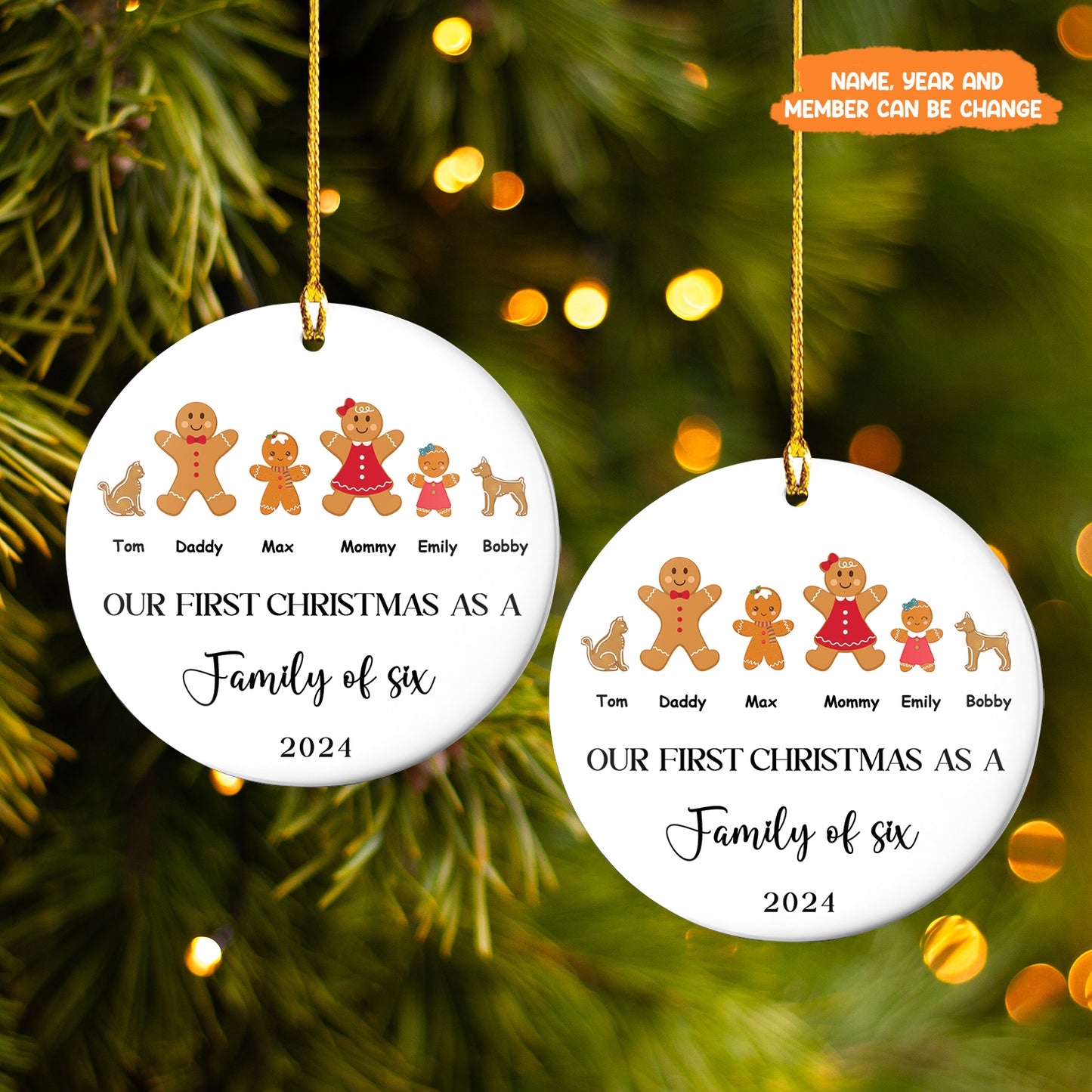 Petthouse | Personalized Family Of Four Christmas Ornament, First Baby Xmas Family Ornament, Baby Family