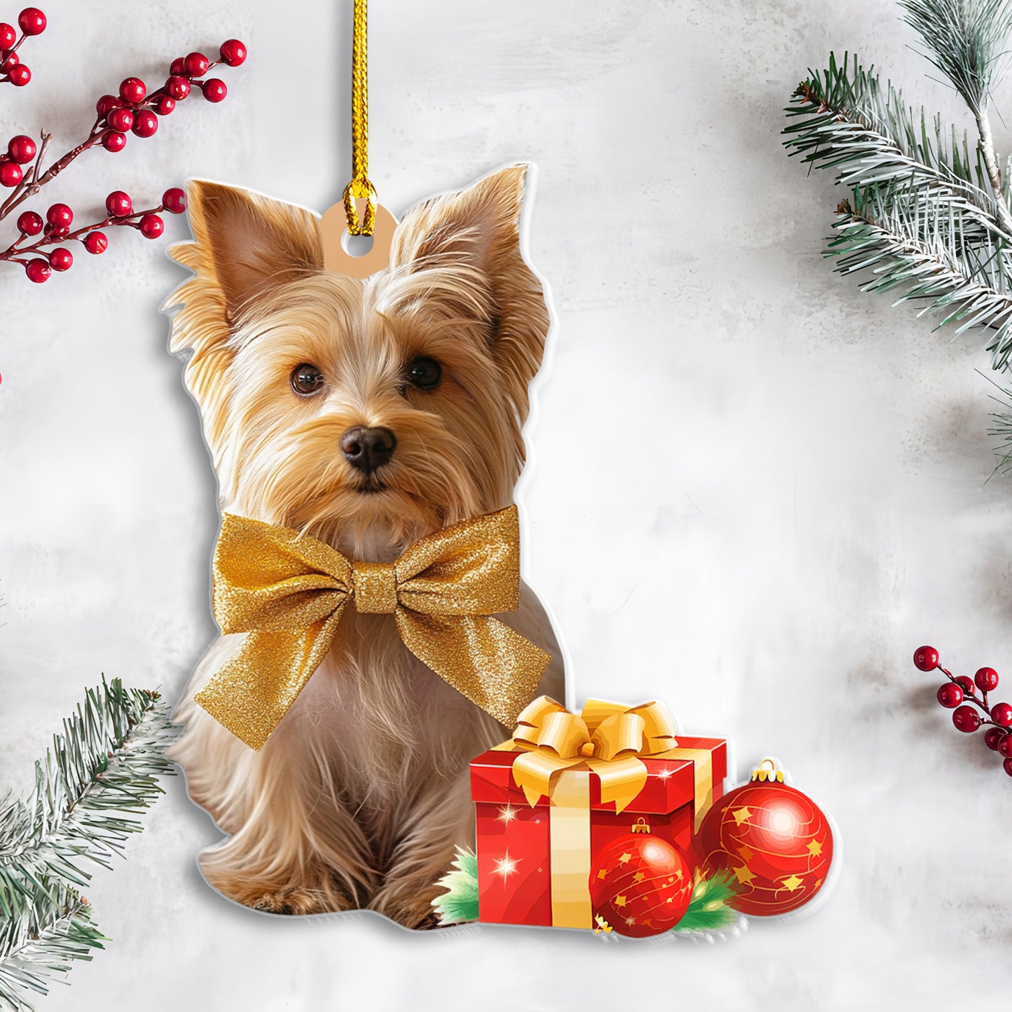 Petthouse | Customized Yorkie Puppy Christmas Ornament, Gift For Yorkie Mom, Christmas Ornament, Dog Keepsake