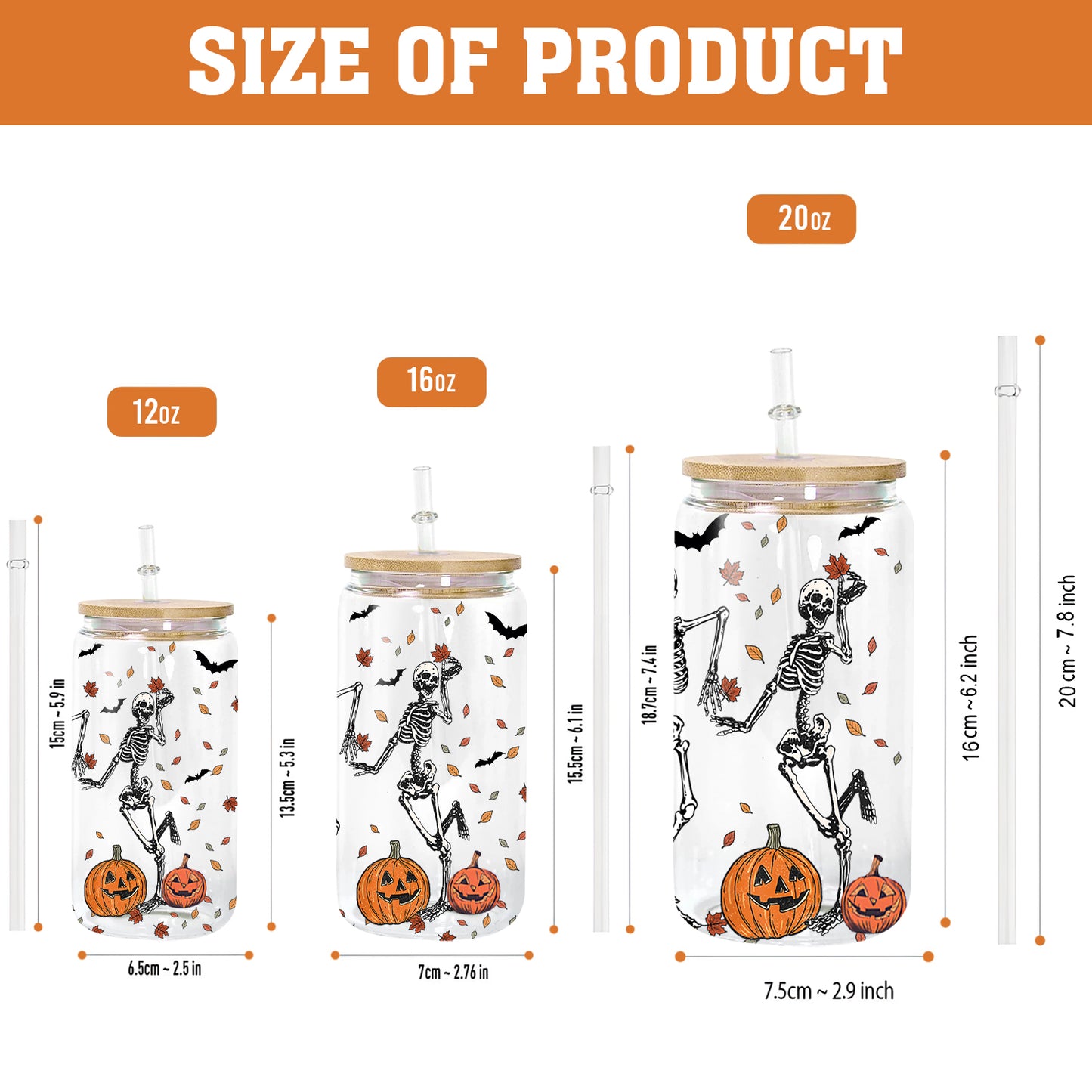 Petthouse | Skeleton Dancing Halloween Glass Can, Skeleton Halloween Iced Coffee Cup, Skeleton Dance Fall