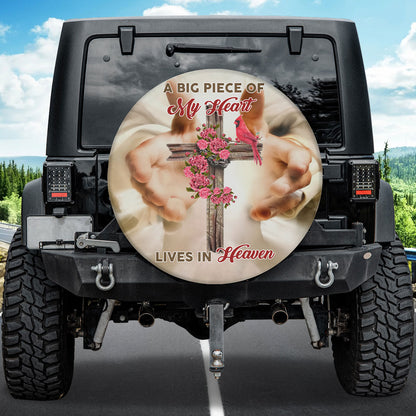 Petthouse | Jesus Blessing Cardinal Christian Cross Floral A Big Piece Of My Heart Lives In Heave Spare Tire Cover