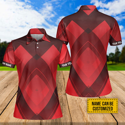 Petthouse | Customized Diamond Pattern Women's Polo Shirts Golfing Style Golfer Birthday Mom Gift