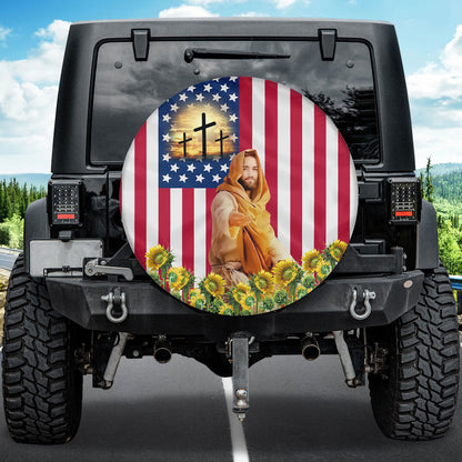 Petthouse | Jesus Sunflower Wheel Tire Covers Christian Religious One Nation Under God Spare Tire Cover