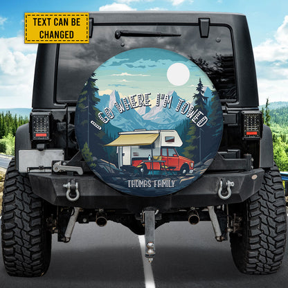 Petthouse | Customized Name Camping Truck Sunset Mountains River Landscape Spare Tire Cover Camping Camper Truck Cover