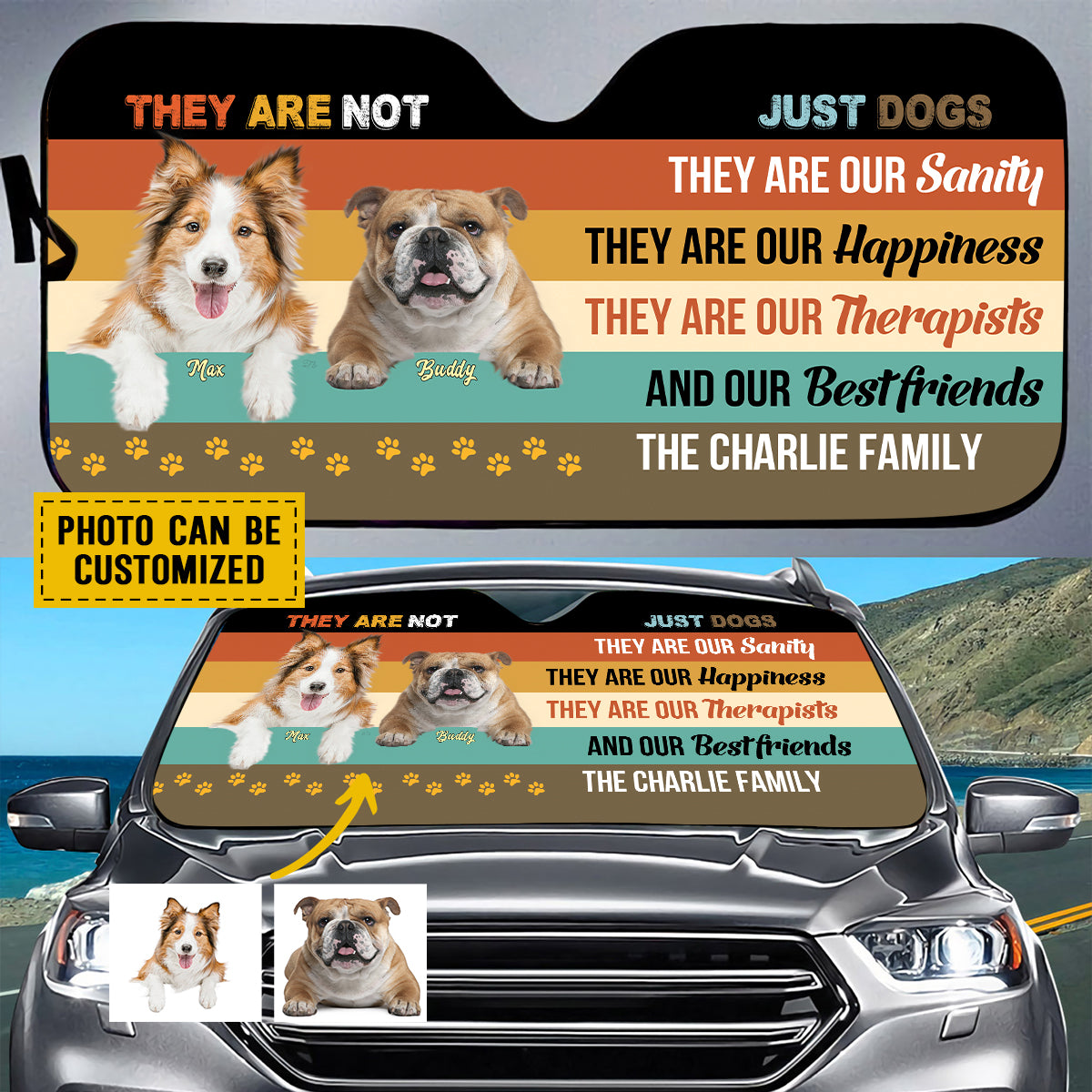 Petthouse | Windshield Sun Shade Dogs Not Just Dogs Car Sun Shade Windshield Customized Sunshade