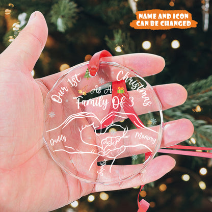 Petthouse | Personalized Baby's First Christmas As A Family Glass Ornament, First Baby Christmas Ornament