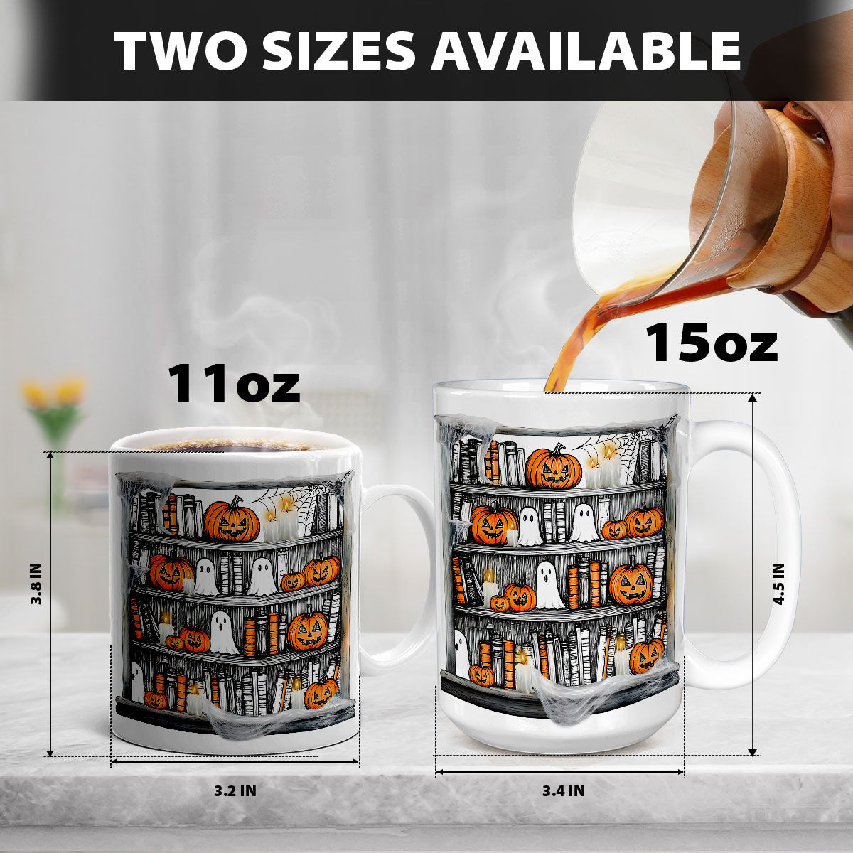 Petthouse | Ghost Books Halloween Mug, Teacher Halloween Mug, Book Lover Coffee, Halloween Reading Book