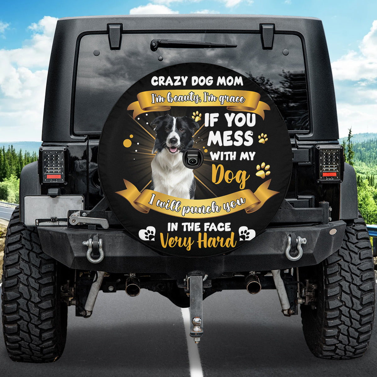 Petthouse | Border Collie Crazy Dog Mom Spare Tire Cover Dog Mom Car Accessories Wheel Cover For Car