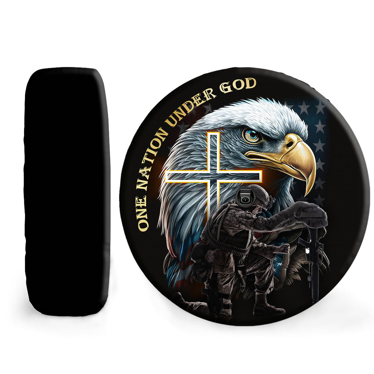 Petthouse | Soldier Veteran Eagle Wheel Tire Covers One Nation Under God Memorial Day Car Accessories Veteran Dad Gifts