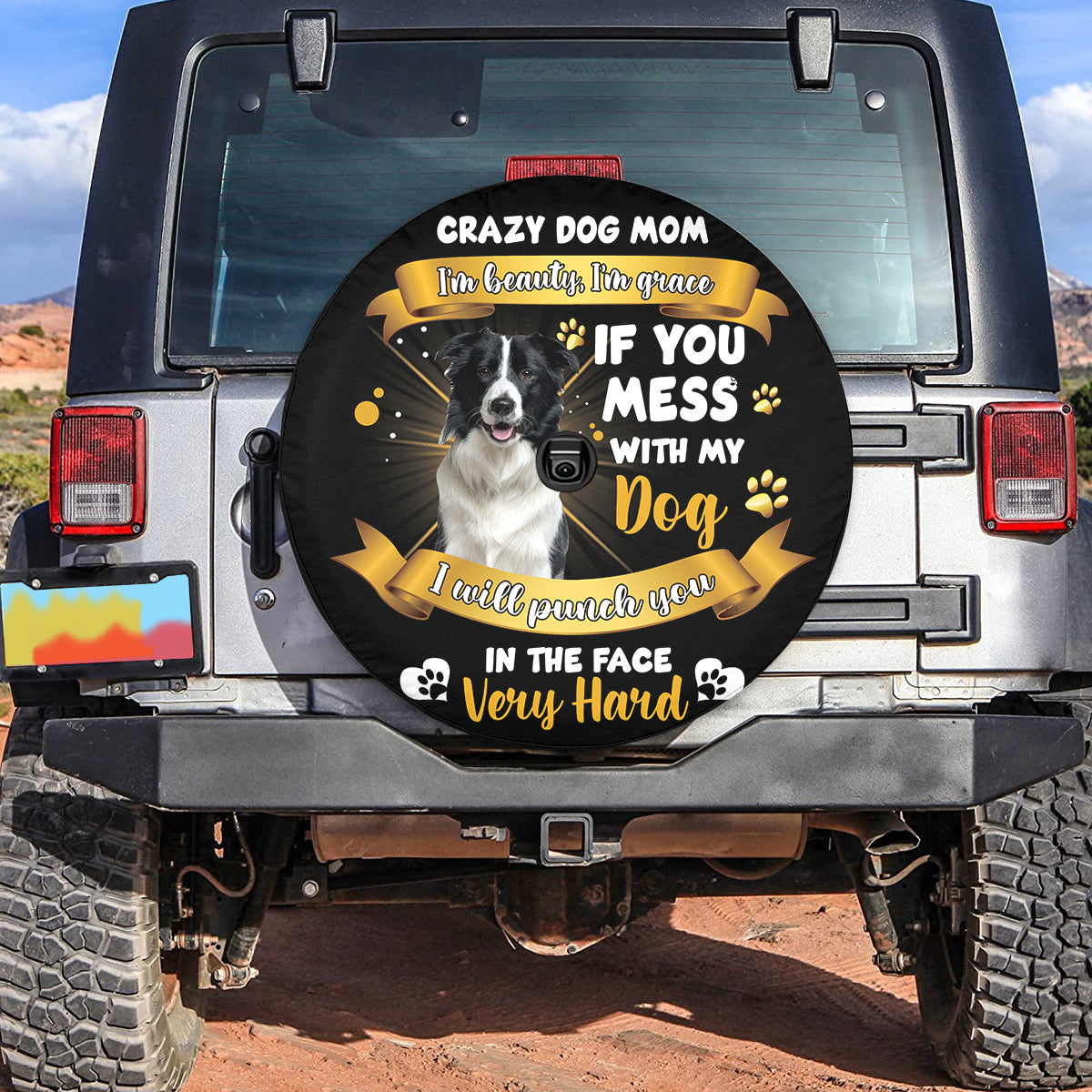 Petthouse | Border Collie Crazy Dog Mom Spare Tire Cover Dog Mom Car Accessories Wheel Cover For Car