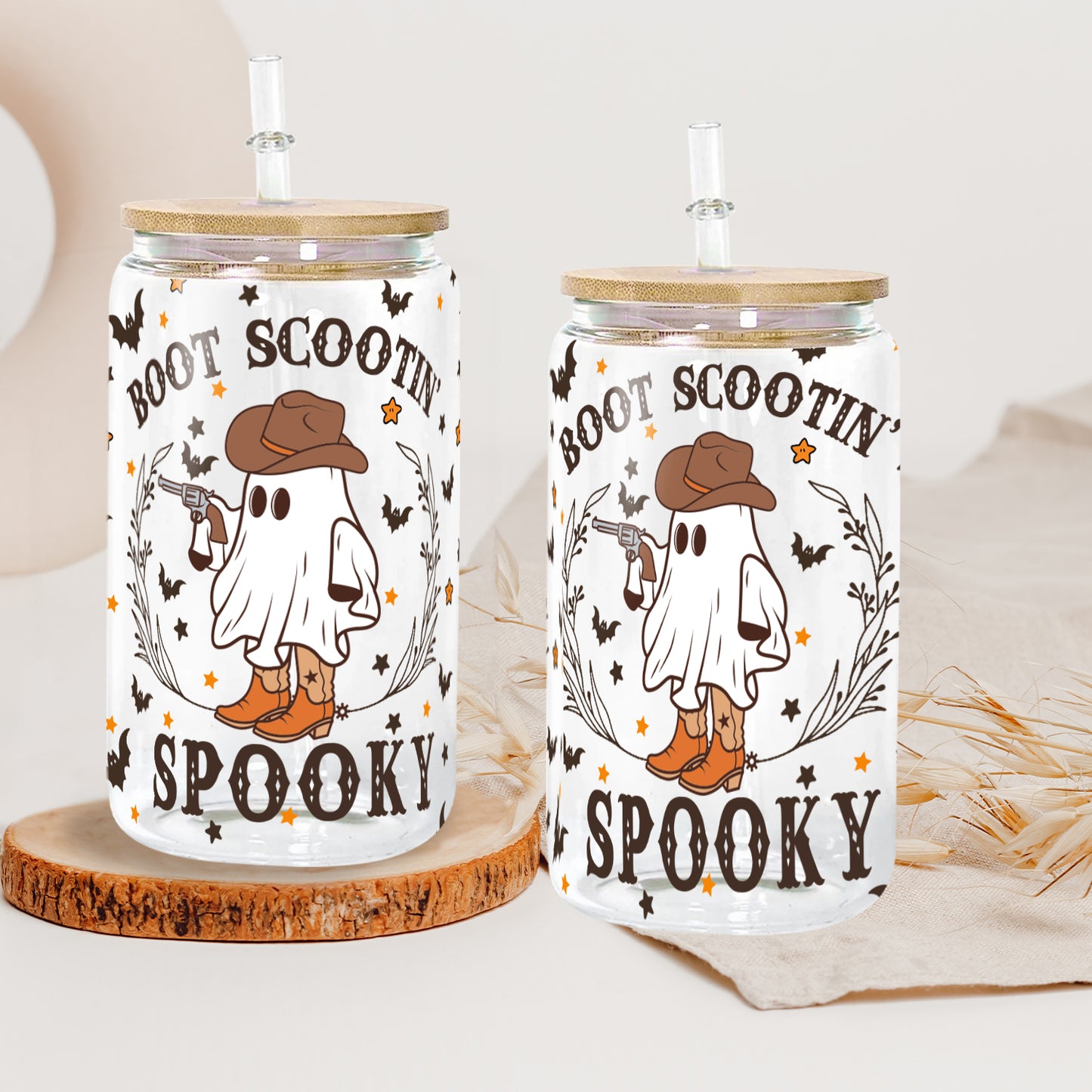 Petthouse | Westerm Ghost Glass Can, Westerm Ghost Halloween, Ghost Cowboy Coffee, Boot Scootin' Spooky