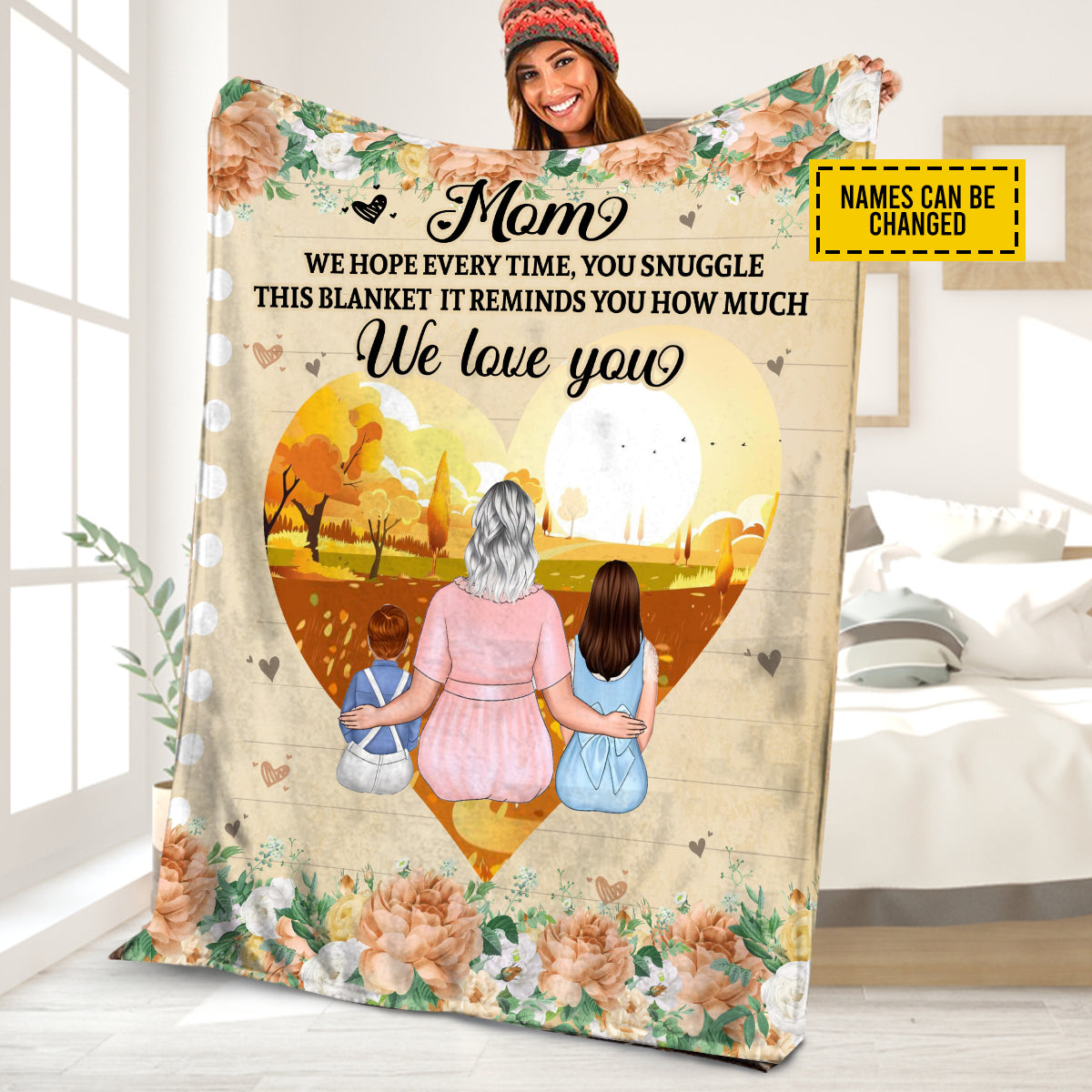 Petthouse | Personalized Mother & Children Fleece Blanket, We Love Mommy Travel Blanket, Mom Birthday Popular Mother's