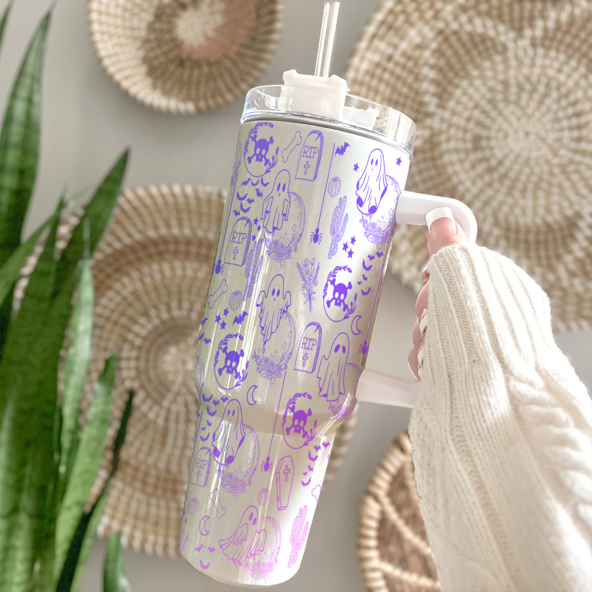 Petthouse | Halloween Doodles 40oz Tumbler, Ghost Tumbler, Viral Halloween Tumbler, Spooky Vibes