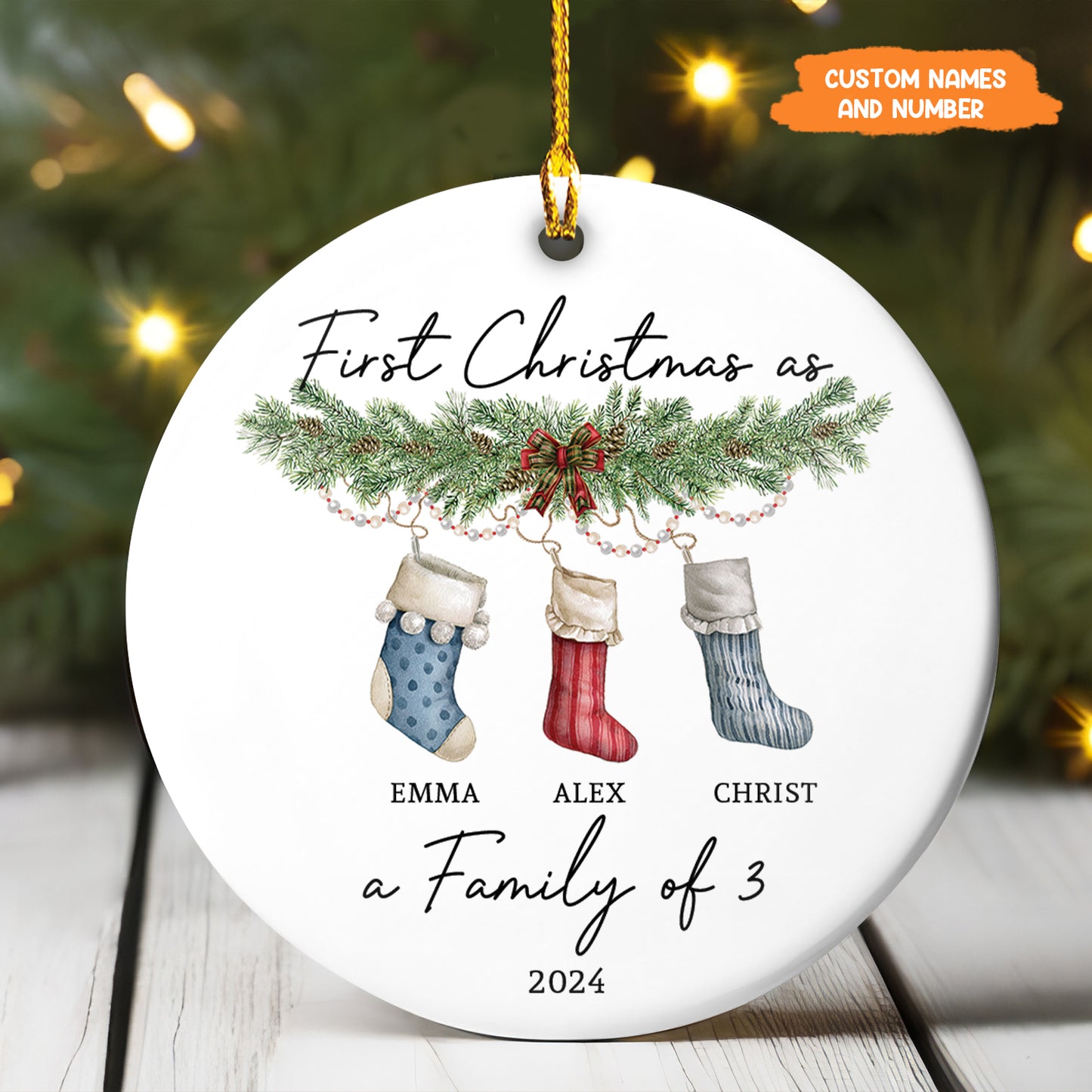 Petthouse | Personalized First Christmas As A Family Of 4 Ornament, First Christmas Bauble, Baby First Xmas