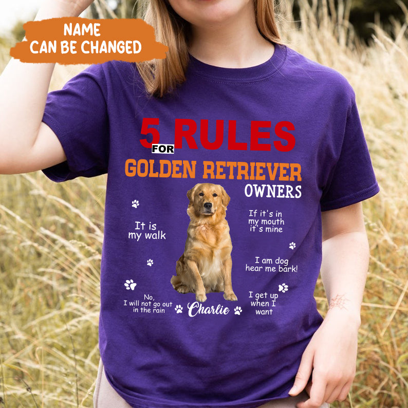 Petthouse | Customized Golden Retriever  Rules For Golden Retriever Shirt, Dad Dog Gift For Father's Day