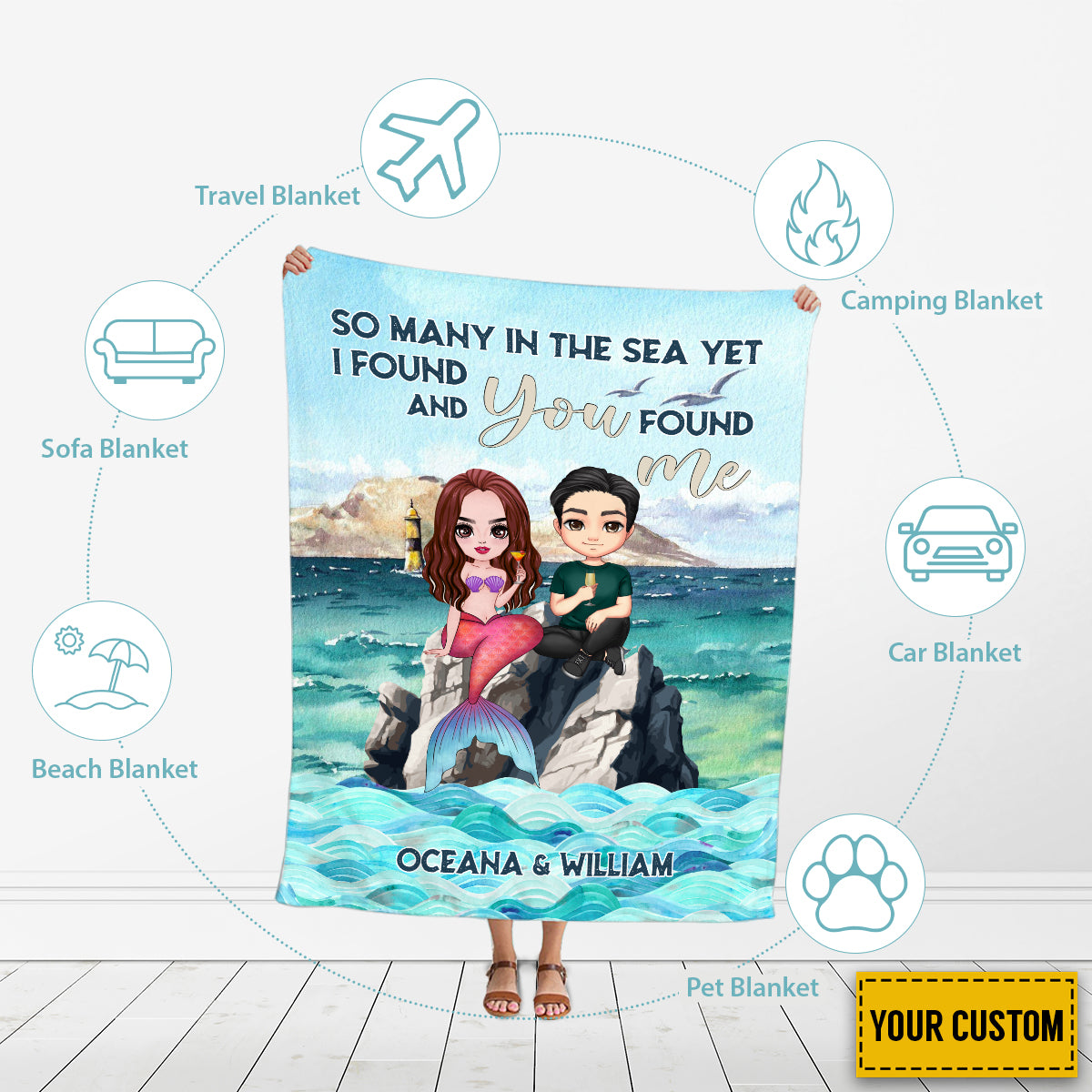 Petthouse | Custom Couple In The Sea Fleece Blanket, Valentines Gifts For Diving Lovers, Newlywed Bedroom