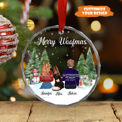 Petthouse | Personalized Couple And Pet Ornament, Merry Woofmas, Family Christmas Gift, Dog Breed Ornament