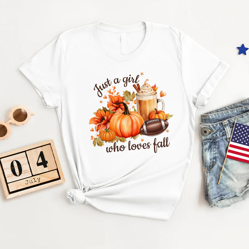 Petthouse | Just A Girl Who Loves Fall Shirt, Fall Sublimation Shirt, Pumpkin Spice, Autumn Trendy