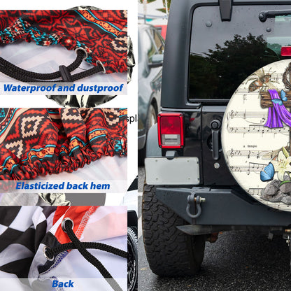 Petthouse | Christian Cross Spare Tire Cover Sheet Music Tire Protector Jesus Believer Butterfly Car Accessory